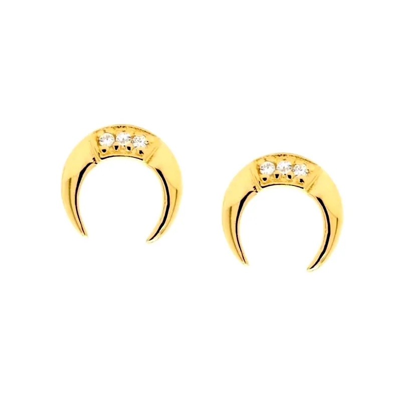 Luxury 925 Sterling Silver Post Crescent Moon Stud Earrings For Women Copper Rhinestone Micro Inlaid Minimalist Jewelry