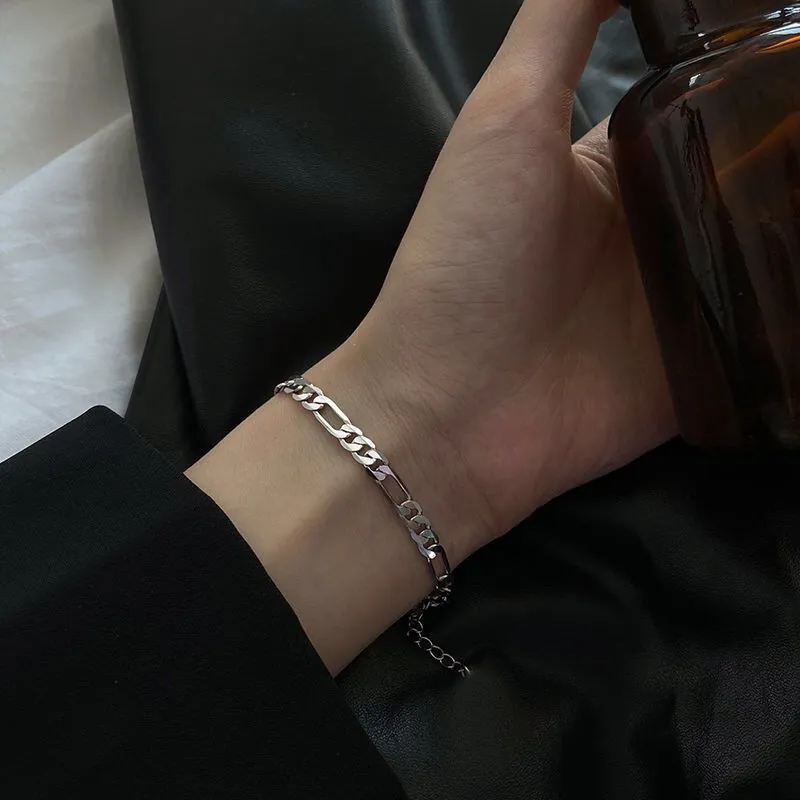 Minimalist Figaro Chain Bracelet Stainless Steel Vintage Punk Street Hip Hop Style Accessory For Men Unisex