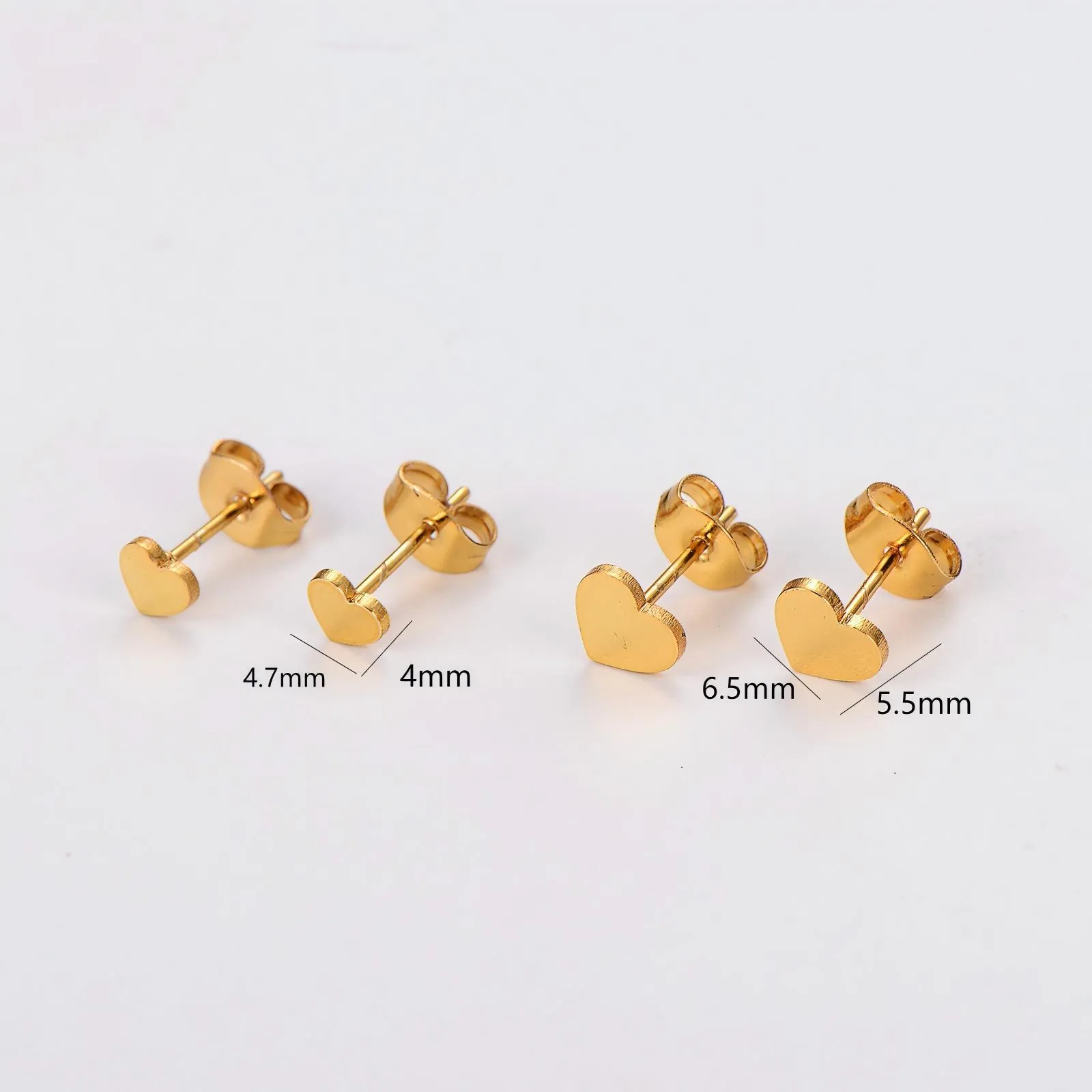 Boucles D'oreilles Puces Cœur Acier Inoxydable 304 Plaqué Or Bijoux De Mode Minimalistes Pour Femmes