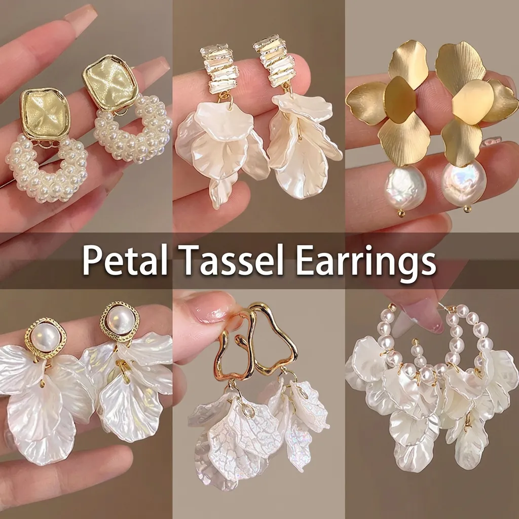 Boucles D'oreilles Pendantes Fleur Pétale Künstliche Perle Pompon Cuivre Avec Tige En Argent Sterling 925 Mode Femme