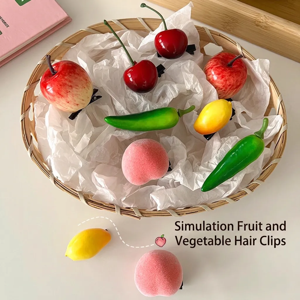 Grappige Simulatie Voedsel Fruit Groente Haarspeldjes Hars Legering Eendenbek Clips Voor Meisjes
