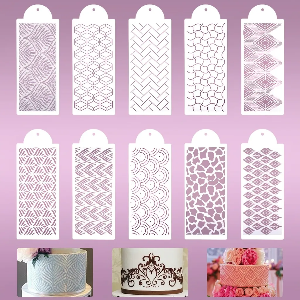 Cake Stencils Plastic Hollow Decoration Templates Reusable Border Spray Molds For Baking Coffee Latte Art DIY Printing