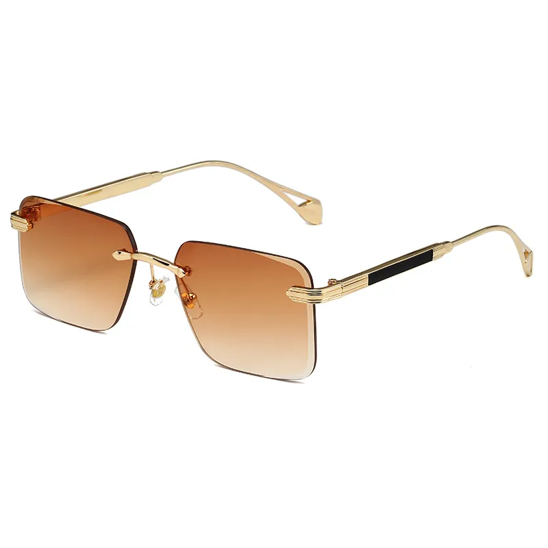 Occhiali da Sole Quadrati Senza Montatura Vintage Lenti Sfumate in PC Montatura in Metallo UV400 Moda per Uomo Donna Guida