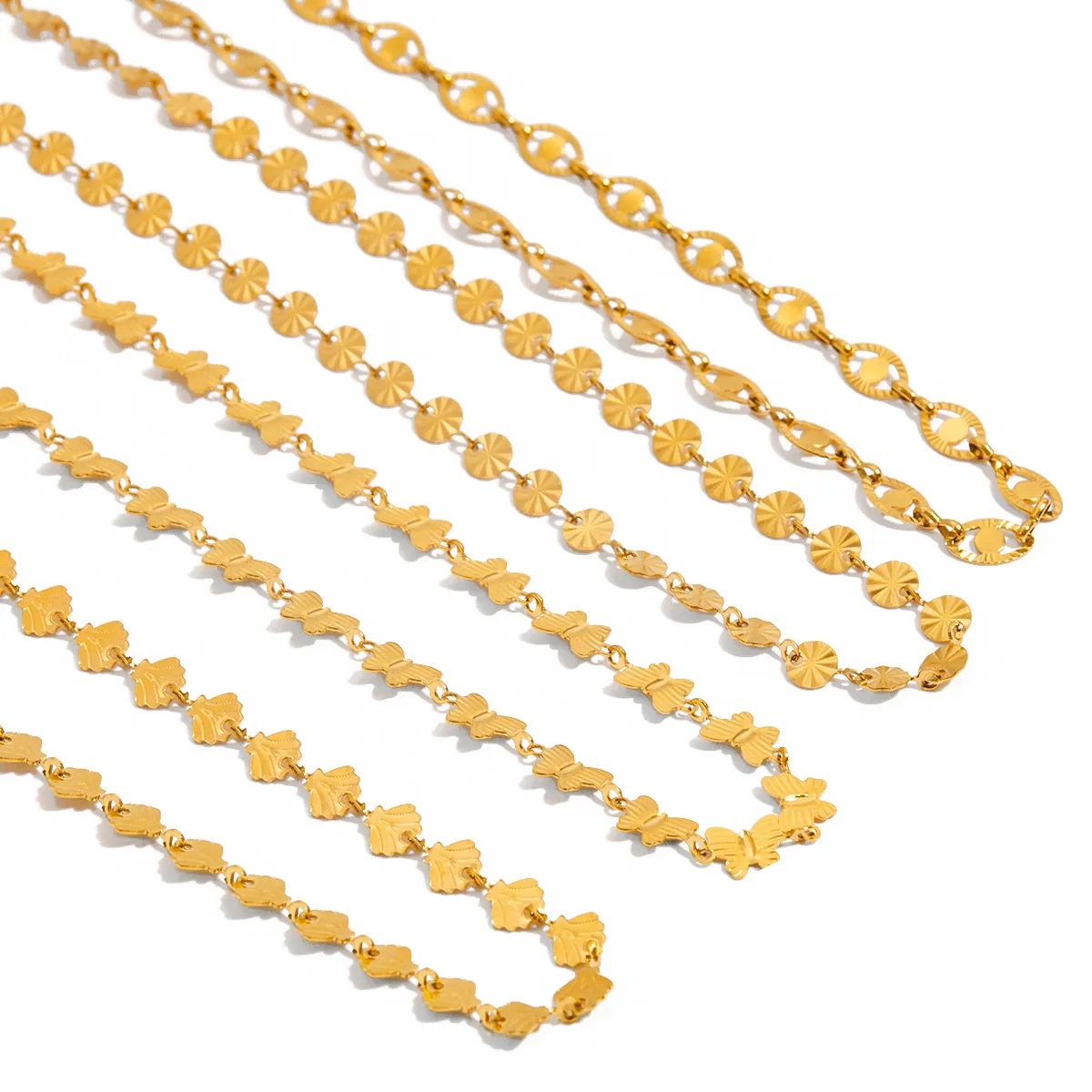 Collane In Acciaio Inossidabile Placcato Oro 18K Eleganti Farfalla Fiore Disco Geometrico Gioielli Impermeabili Per Donne