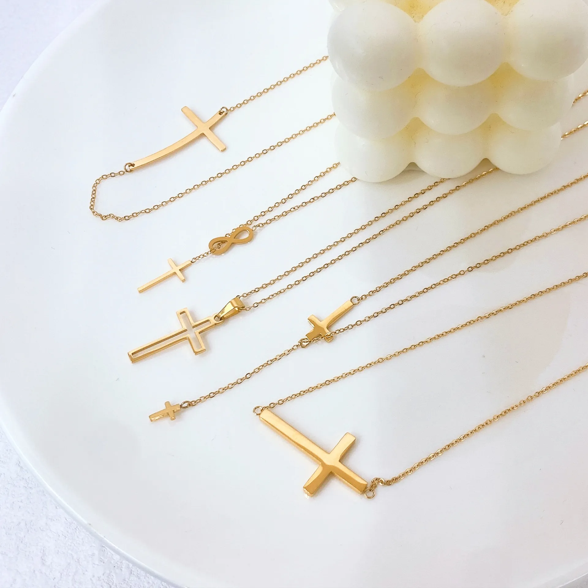 Collana Con Pendente A Croce In Acciaio Inossidabile Placcato Oro Simbolo Di Infinito A Forma Di Y Gioielli Minimalisti Religiosi Da Donna