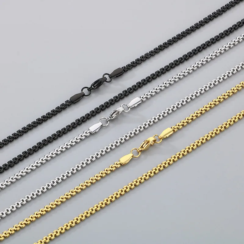 Box Schakelketting Roestvrij Staal Met Karabijnsluiting Hip Hop Sieraden Voor Dames Heren