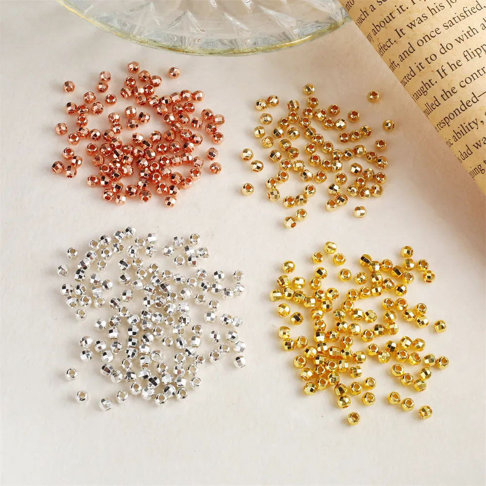 Gefacetteerde Koperen Tussenkralen Goud Gevuld Kleurbehoud Geometrische Losse Kralen Voor DIY Sieraden Maken