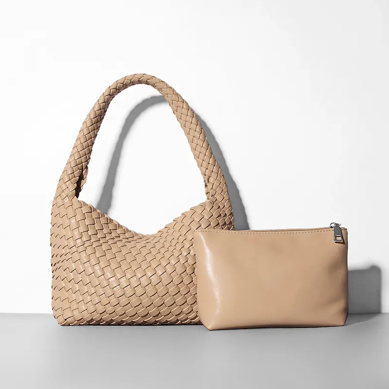 Borsa Hobo Intrecciata E Pochette Per Donna Grande Capacità Pelle Vegana Borsa A Spalla Intrecciata A Mano Design Di Lusso