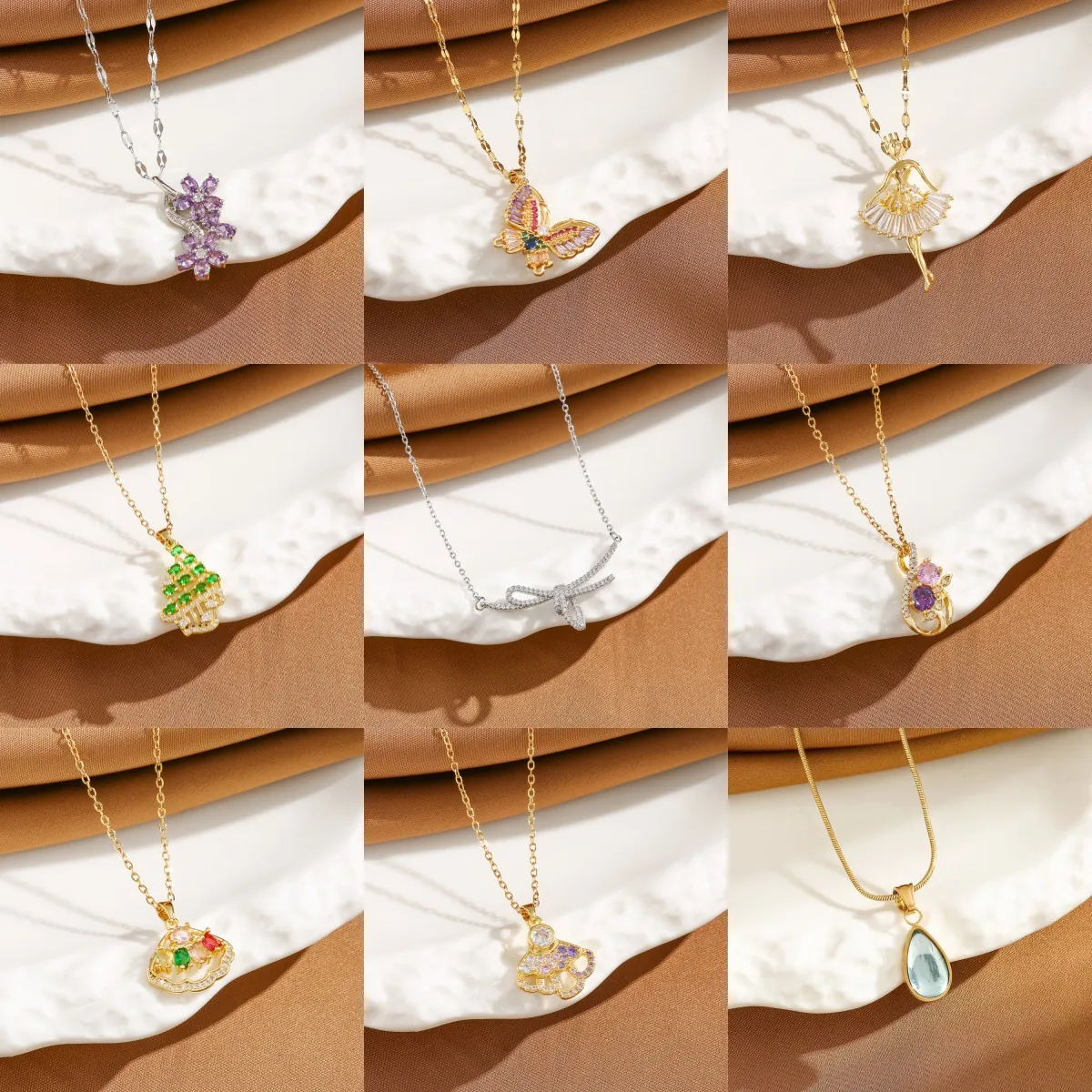 Titanium Steel Necklace With Copper Zircon Pendant Non-fading Minimalist Fashion Luxury Clavicle Chain Jewelry For Women