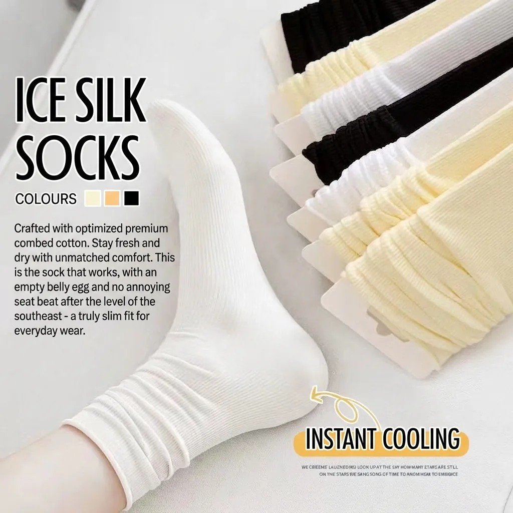 Women Slouch Socks Nylon Ribbed Breathable Solid Color Mid Calf Thin Cooling Crew Socks For Spring Summer