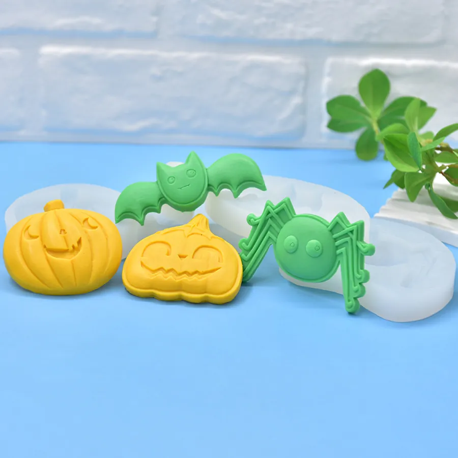 Halloween Silicone Mold Pumpkin Bat Spider DIY Baking Tool For Chocolate Fondant Cake Decorating Soap Making Craft
