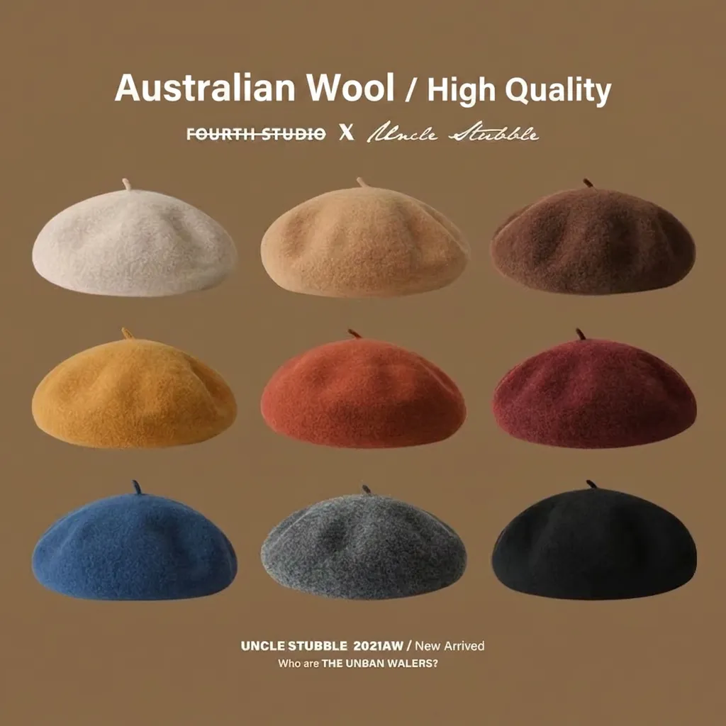 Wool Beret Hat For Women Retro French Style Solid Color Warm Autumn Winter Painter Cap Australian Wool Blend