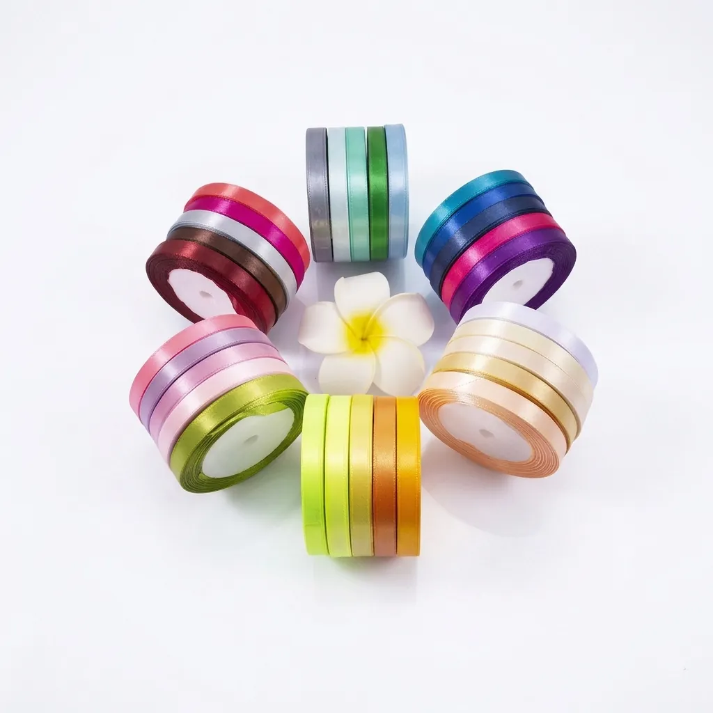 Colorful Satin Ribbon Polyester Fabric For Gift Wrapping Wedding Cake Decoration DIY Crafts Hair Accessories Supplies