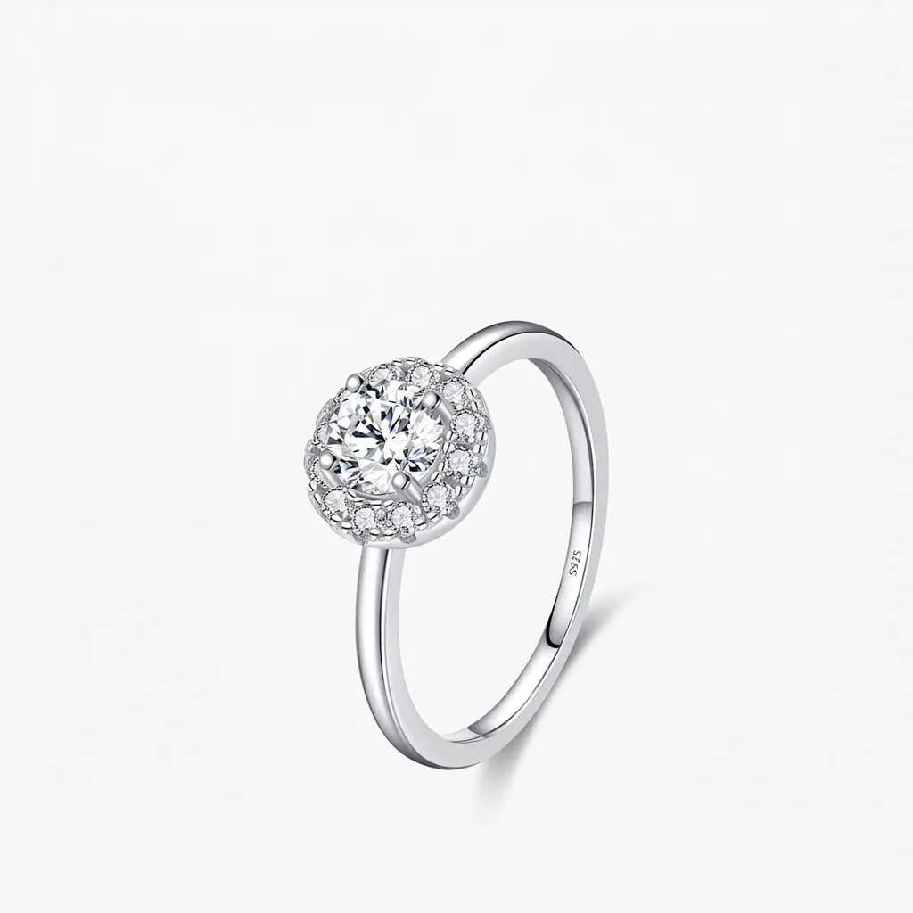 MODIAN 0,5 Karat Moissanit 925 Sterlingsilber Ring Für Damen D Farbe VVS1 Halo Rund Moissanit Verlobungsschmuck Ring