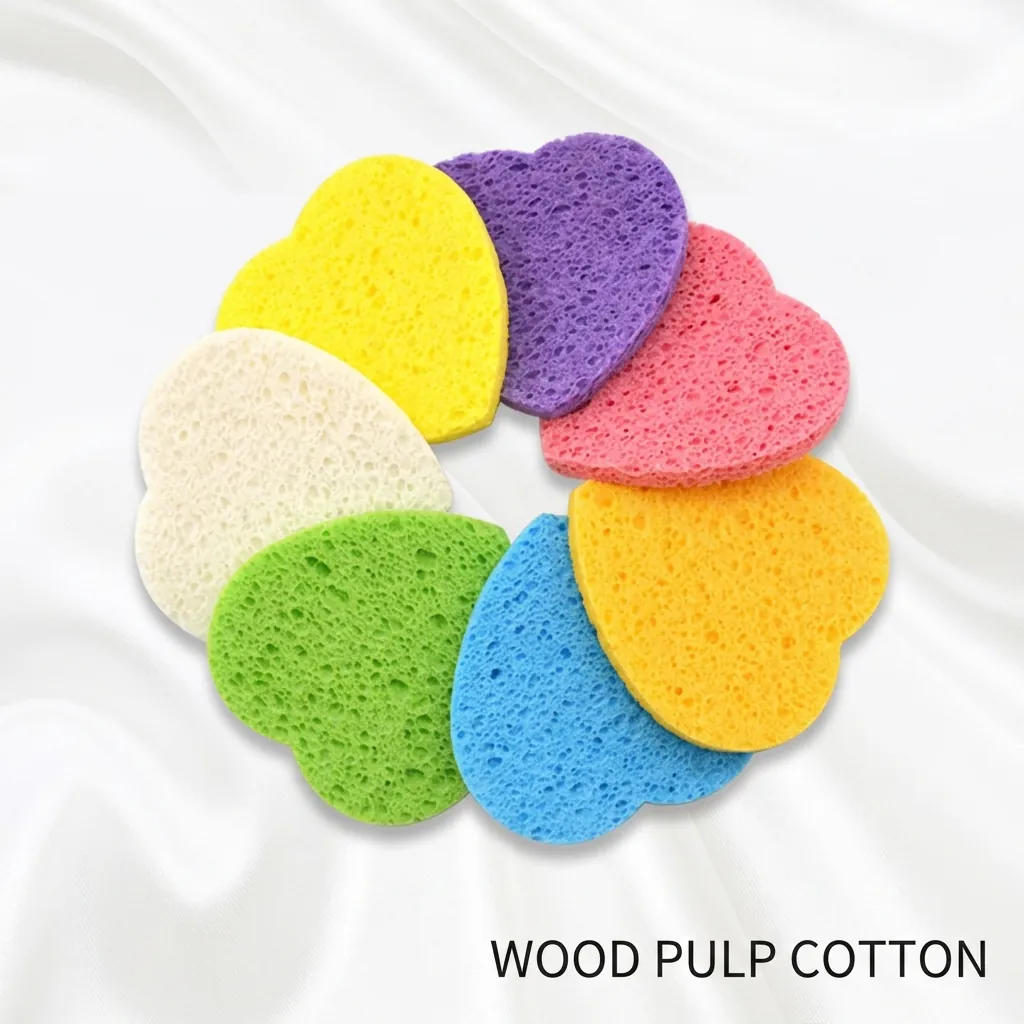 Heart Shaped Facial Cleaning Sponge Wood Pulp Cellulose Face Wash Puff Soft Exfoliating Makeup Removal Colorful Tools