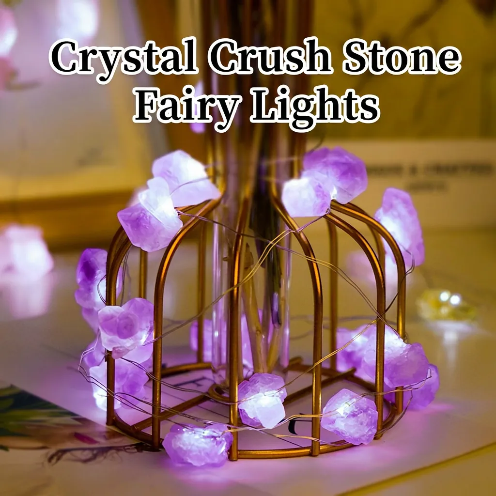 Natural Raw Crystal Stone LED String Lights Amethyst Rose Quartz Citrine Healing Stones Battery Powered Home Decor