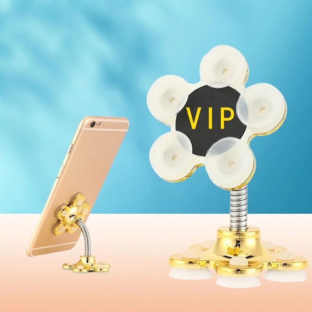Mobile Phone Holder Suction Cup Stand Flexible Gooseneck Flower Shape Vacuum Adsorption For Car Desktop Silicone Metal