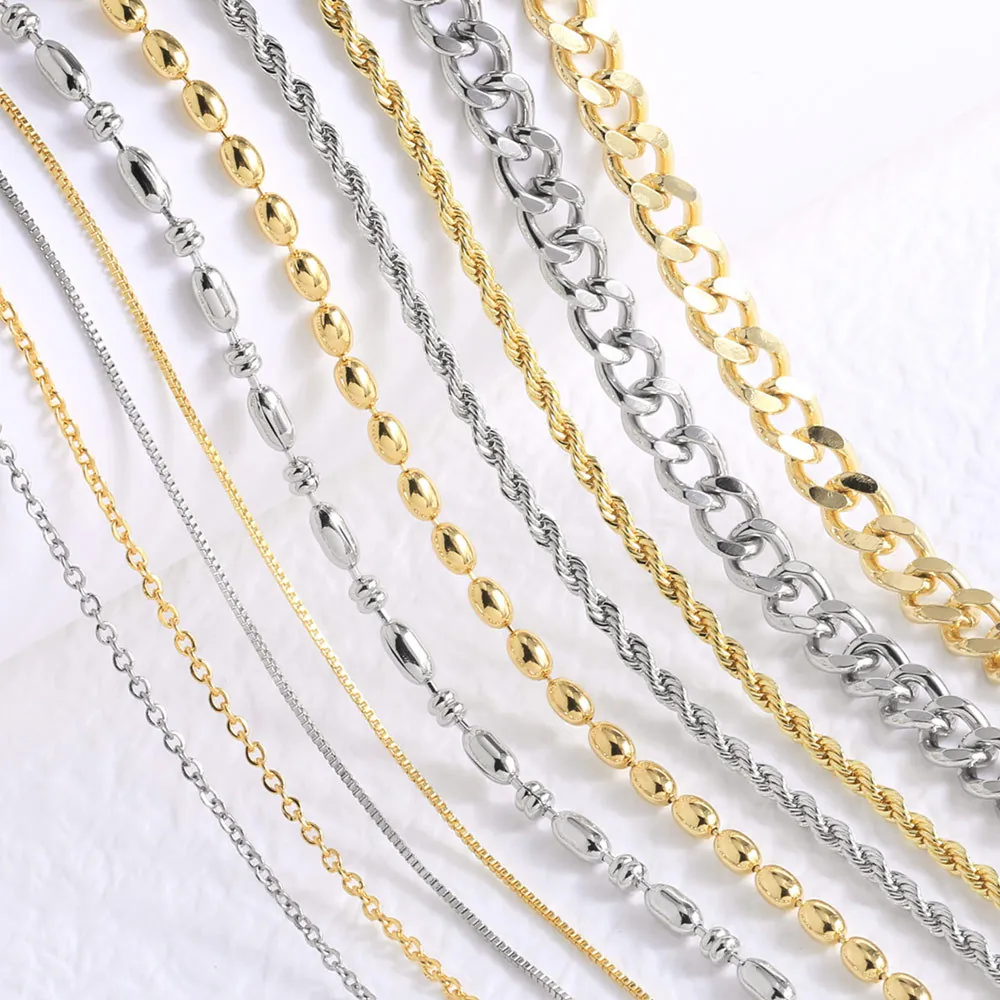 Halskette Kette Für Herren Damen DIY Schmuck Kupfer Gold Platin Überzogen Kubanischen Seil Box Link Minimalistische Accessoires