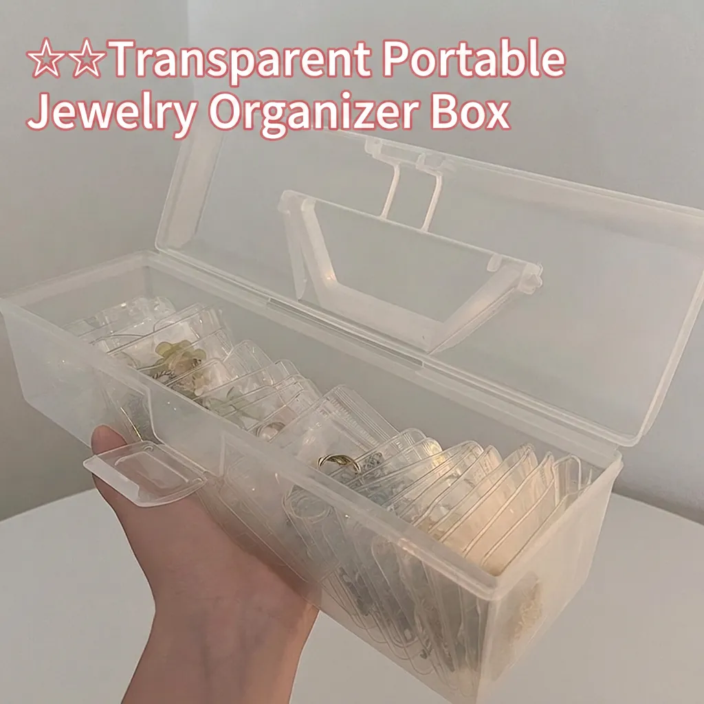 Portable Jewelry Organizer Box Transparent Plastic Dustproof Anti Oxidation Zipper Bags Earrings Necklaces Rings
