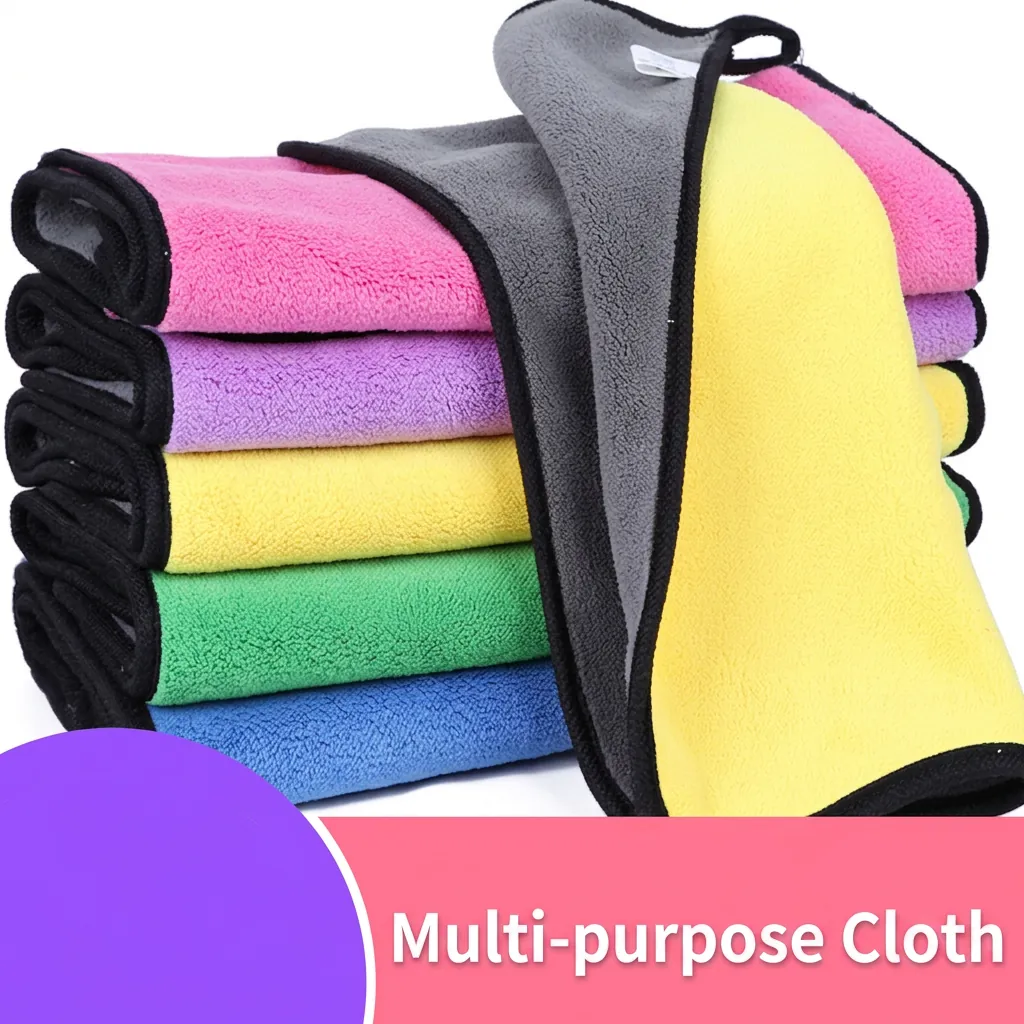 Microfiber Cleaning Cloths Dual Sided Highly Absorbent Lint Free Thickened Kitchen Dishcloths Household Towels Hanging Loop
