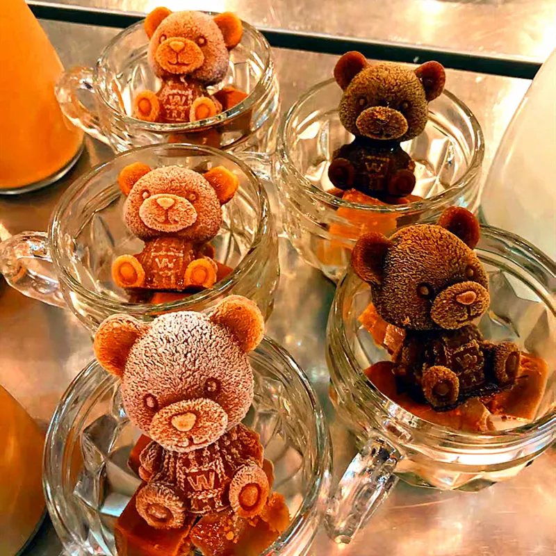 3D Bär Eiswürfel Silikonform Strickmuster DIY Kaffee Milchtee Getränk Nachtisch Maker Flexibel Leicht Zu Reinigen