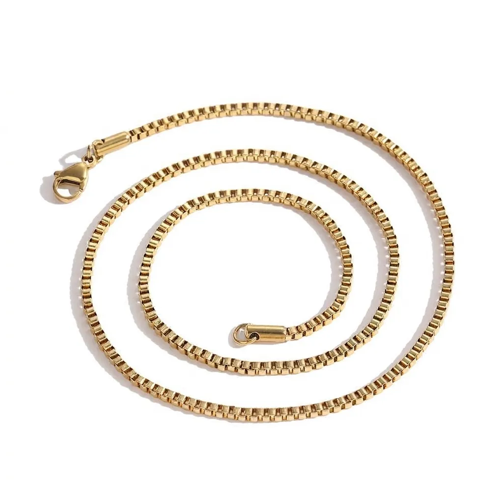 Stainless Steel Box Chain Necklace Minimalist Hip Hop Link Chain With Lobster Clasp Jewelry For Men Women