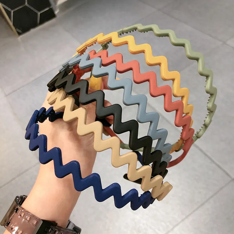 Wave Hairband Non-Slip Tooth Zigzag Headband Matte Plastic Resin Minimalist Candy Color Hair Accessories For Women