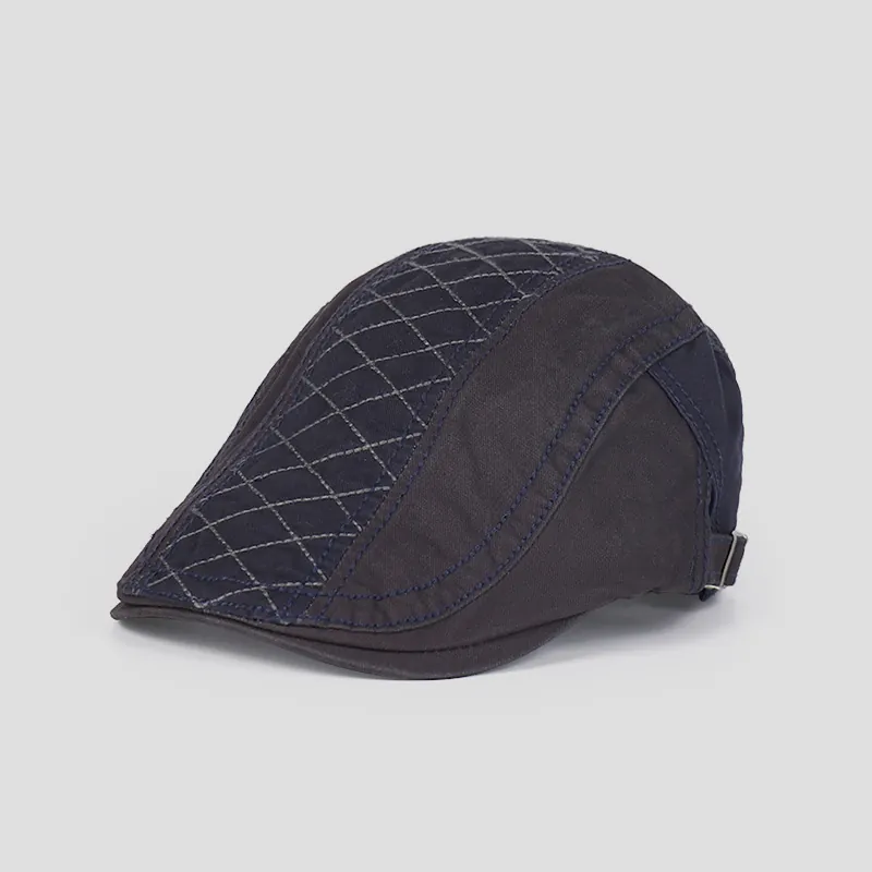 Retro Ivy Cap Cotton Quilted Patchwork Adjustable Newsboy Flat Hat Men Breathable Sun Protection Vintage British Style