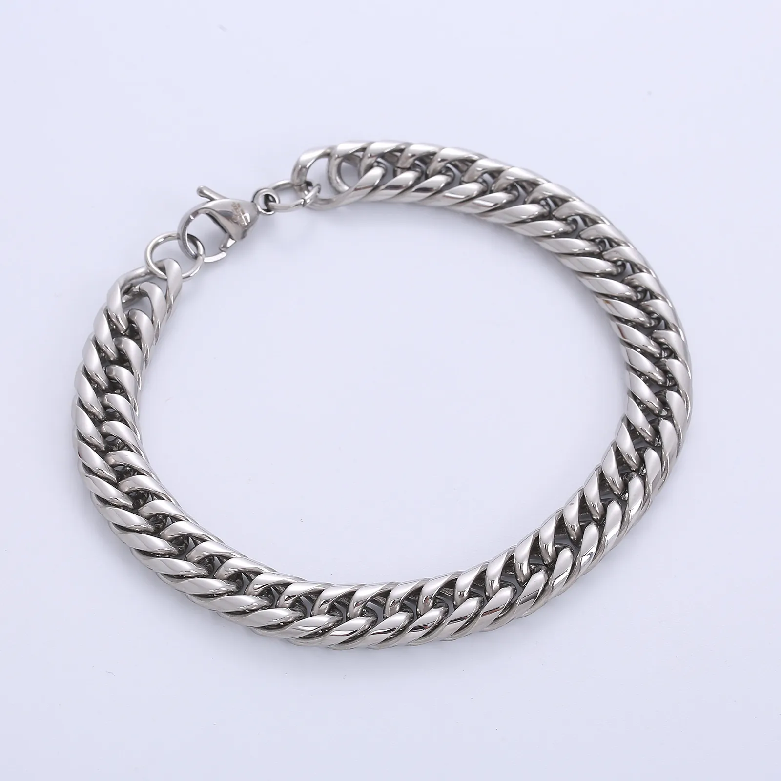 Herren Edelstahl Kubanische Gliederkette Armband Hochglanzpoliert Dicht Hip Hop Punk Streetwear Schmuck