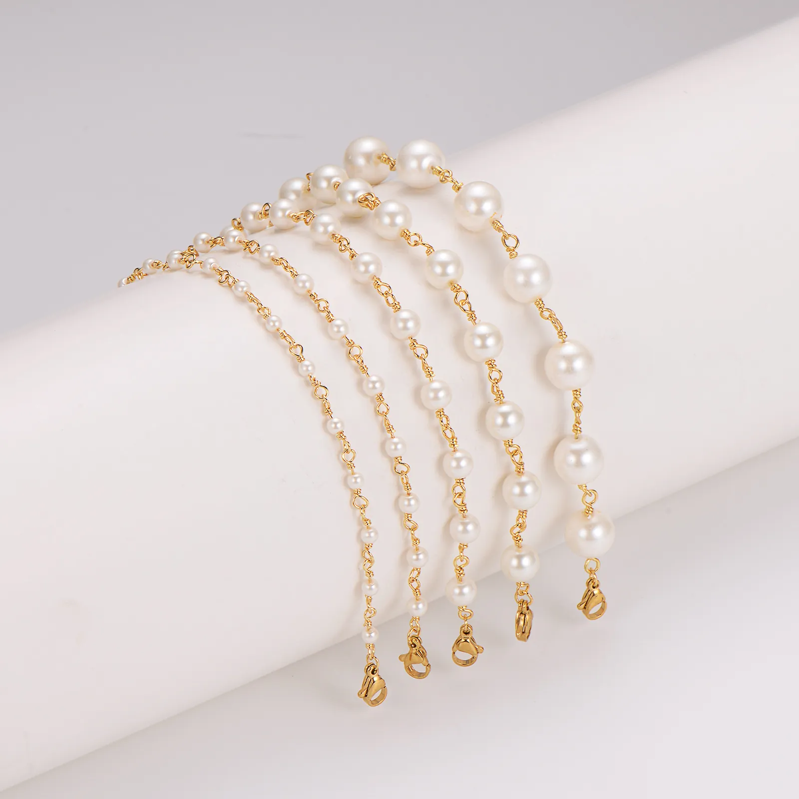 Handmade Artificial Baroque Pearl Bracelet With 304 Stainless Steel Adjustable Extender Chain Minimalist Jewelry For Women