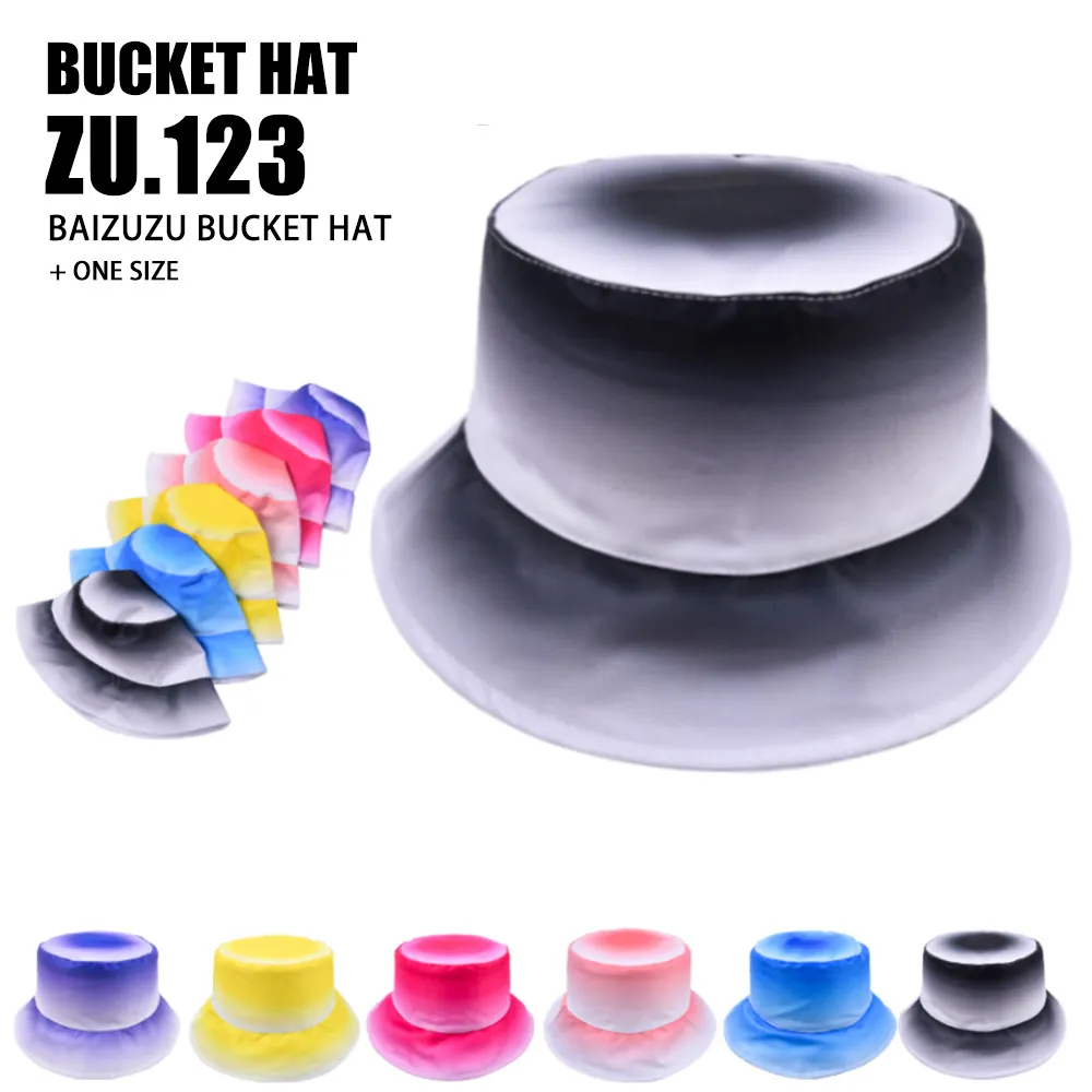 Bucket Hat Cotton Gradient Color Sun Protection Flat Top Outdoor Summer Travel Casual For Men Women Sunscreen