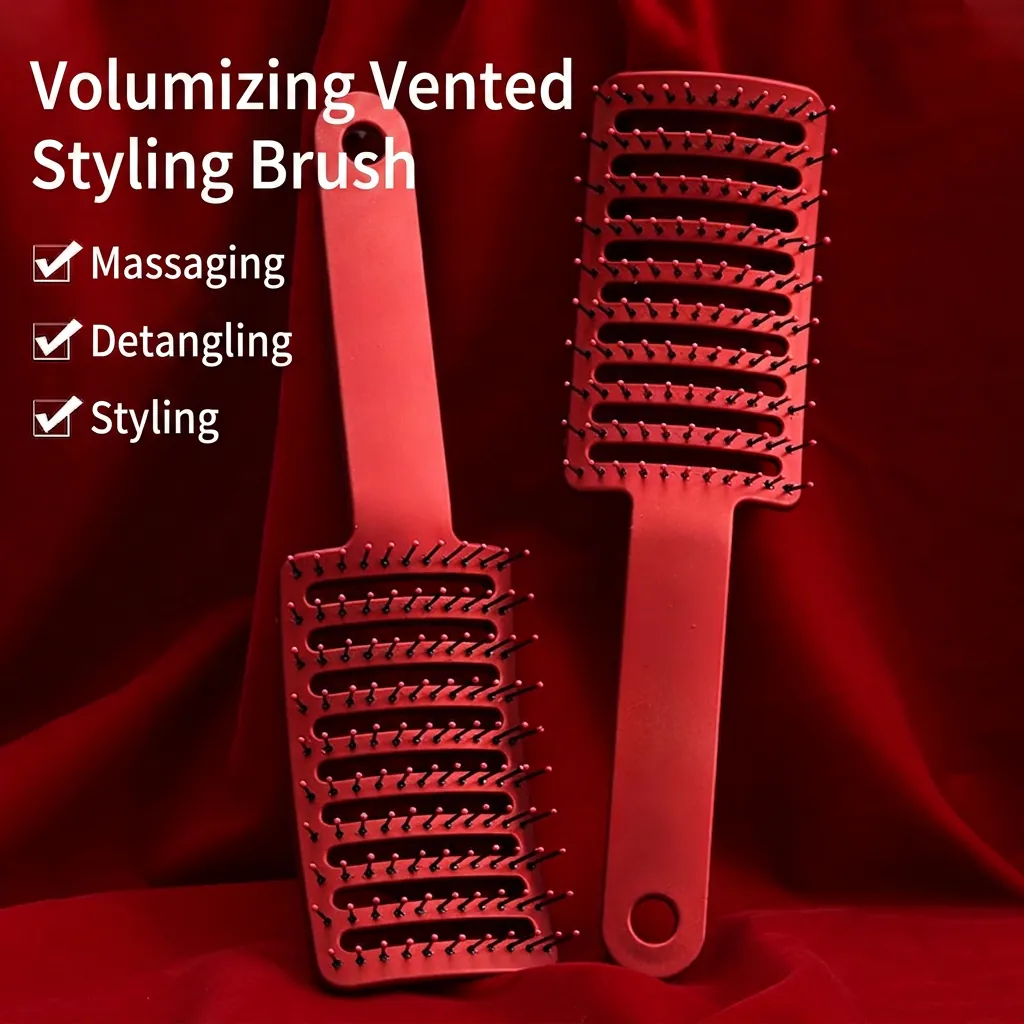 Professional Hair Brush Curved Vent Detangling Massage Comb ABS Nylon Bristles Quick Drying Styling Tool For Women Men
