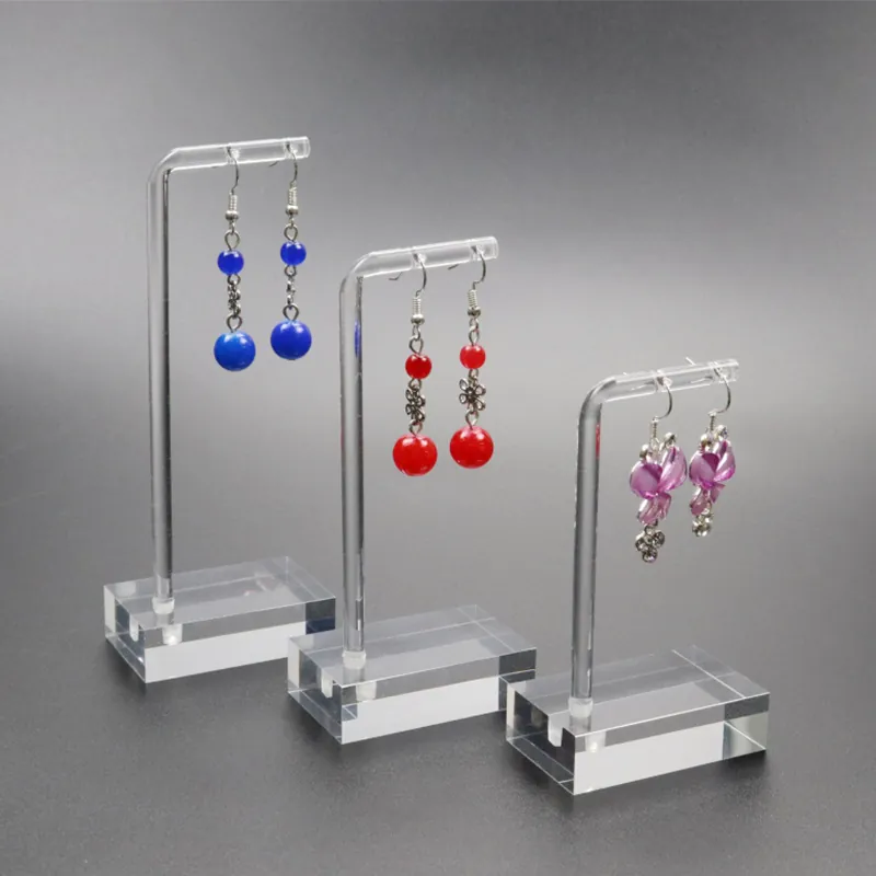 Acrylic Earring Display Stand Transparent L Shaped Jewelry Holder Desktop Organizer For Studs And Dangle Earrings