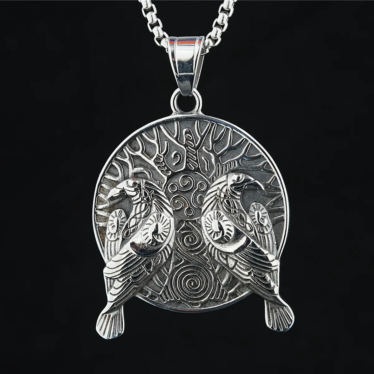 Viking Pendant Necklace Stainless Steel Odin Ravens Tree Of Life Vegvisir Compass Rune Vintage Norse Mythology Men