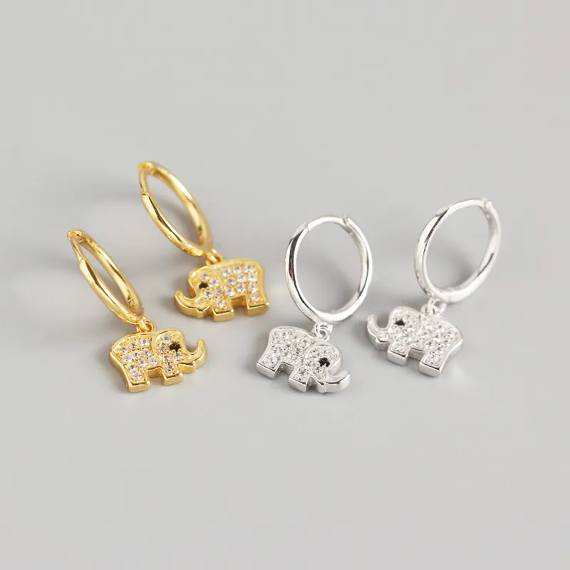 925 Sterlingsilber Elefant Ohrringe Nische Luxus Strass Tier Huggie Ohrringe Für Damen Zierlicher Schmuck Geschenk