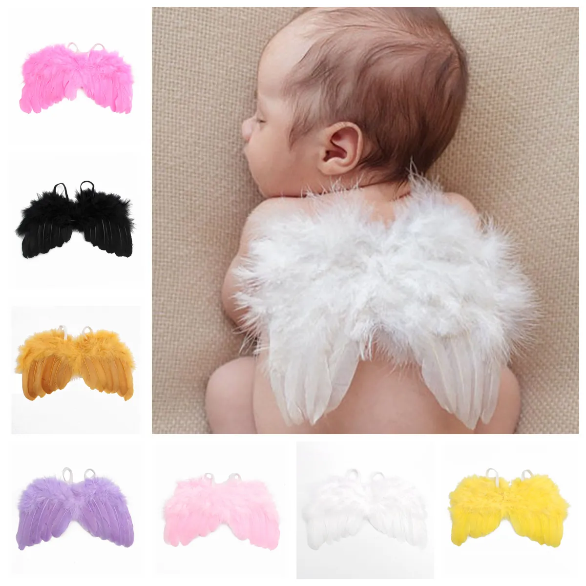 Angel Feather Wings Newborn Photography Props Baby Photo Shoot Costume Dress Up Accessory