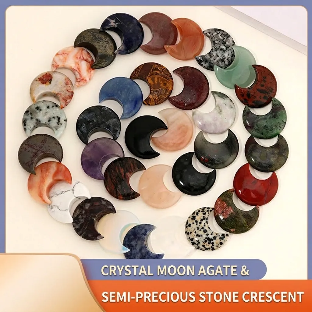 Natural Crystal Crescent Moon Stone Ornaments Polished Healing Gemstone For Home Decor DIY Jewelry Accessories Gift
