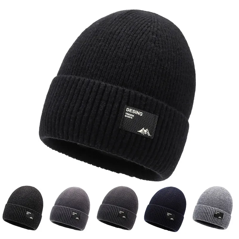 Herren Winter Strickmütze Beanie Thermisch Fleecegefüttert Gerippt Umschlagmütze Für Outdoor Ski Warm Winddicht