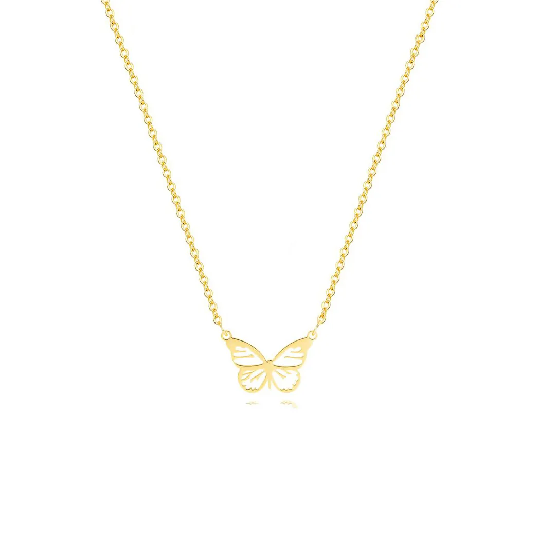 Collier Pendentif En Acier Inoxydable Plaqué Or Papillon Chat Tortue Avion Bijoux De Charme Pour Femmes