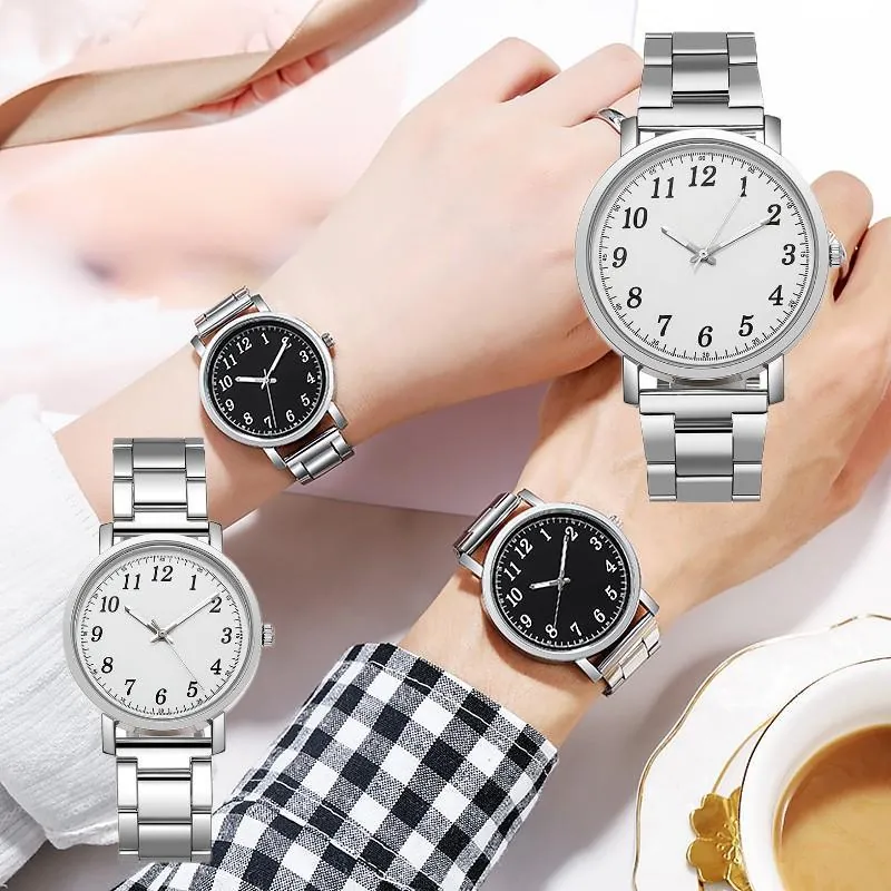 Lässige Quarz Armbanduhr Mit Legierungsgehäuse Und Metallgliederband Rundes Analoges Zifferblatt Arabische Ziffern Für Damen Und Herren