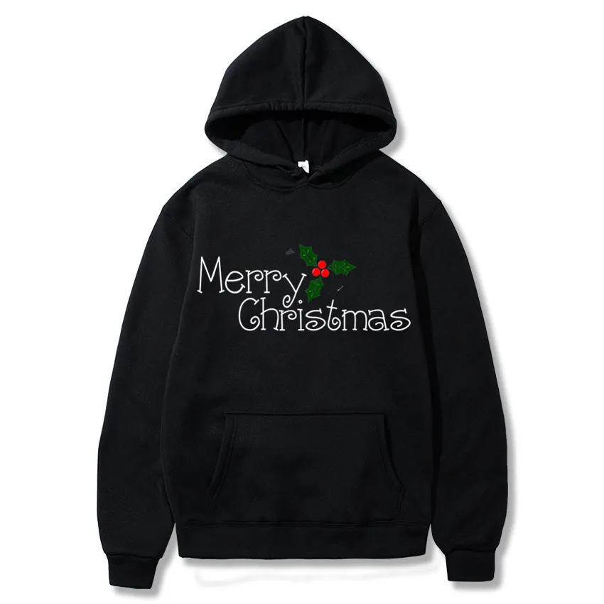 Merry Christmas Printed Hoodie Men Women Long Sleeve Hooded Sweatshirt Winter Warm Fleece Pullover Top Casual Holiday Clothes