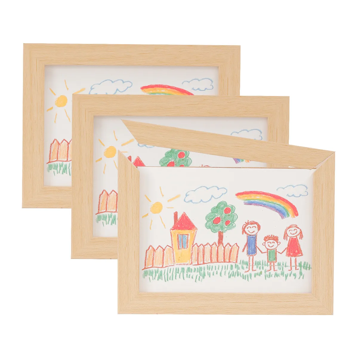 Engineered Wood Kids Art Frame Magnetic Front Opening Detachable Multi Functional Storage Display Case For Artwork Photos Home Decor