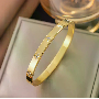 5-star customer review photo by B*****d, image 1 of 1 for Clover Bangle Bracelet Stainless Steel Rhinestone Hinged Cuff